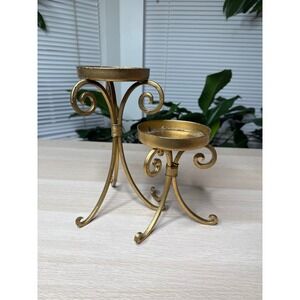 Brass Candle Holders Ornate Scroll Design Set of 2